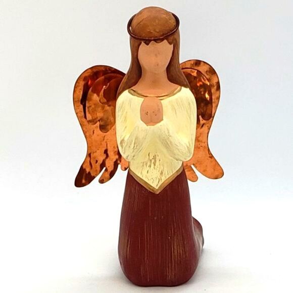 Gentle Souls Handcrafted 2006 The Blessing Copper Winged Angel Figurine - Picture 2 of 10
